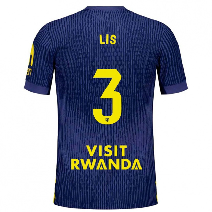 Danxen Hombre Camiseta Adrian Lis #3 Azul Marino Amarillo 2ª Equipación 2025/26 La Camisa