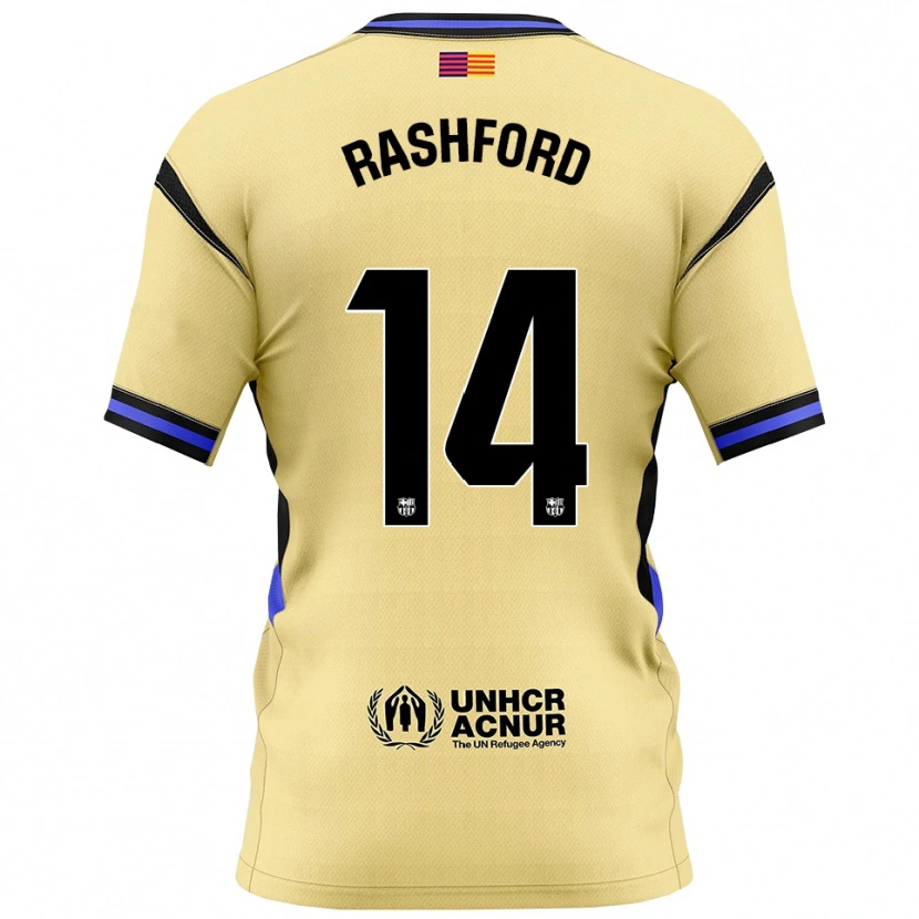 Danxen Hombre Camiseta Marcus Rashford #14 Amarillo Negro 2ª Equipación 2025/26 La Camisa