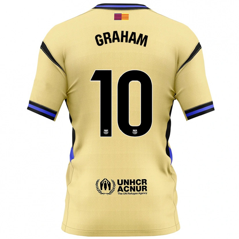 Danxen Hombre Camiseta Caroline Graham Hansen #10 Amarillo Negro 2ª Equipación 2025/26 La Camisa