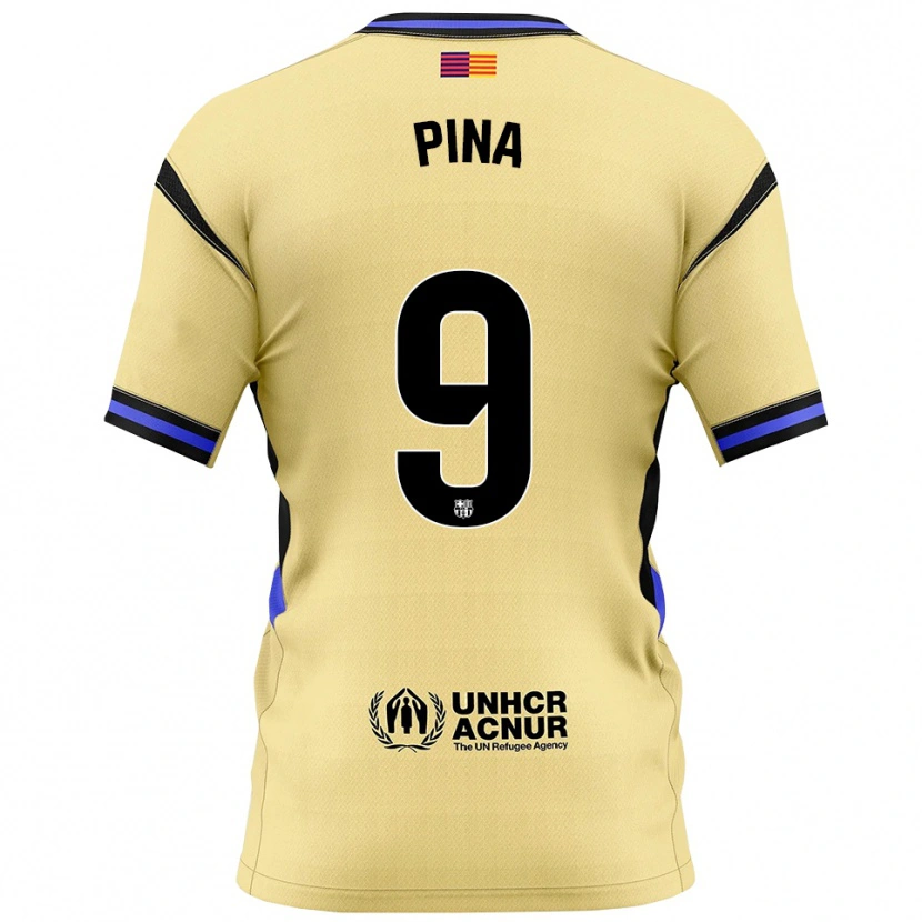 Danxen Hombre Camiseta Claudia Pina Medina #9 Amarillo Negro 2ª Equipación 2025/26 La Camisa