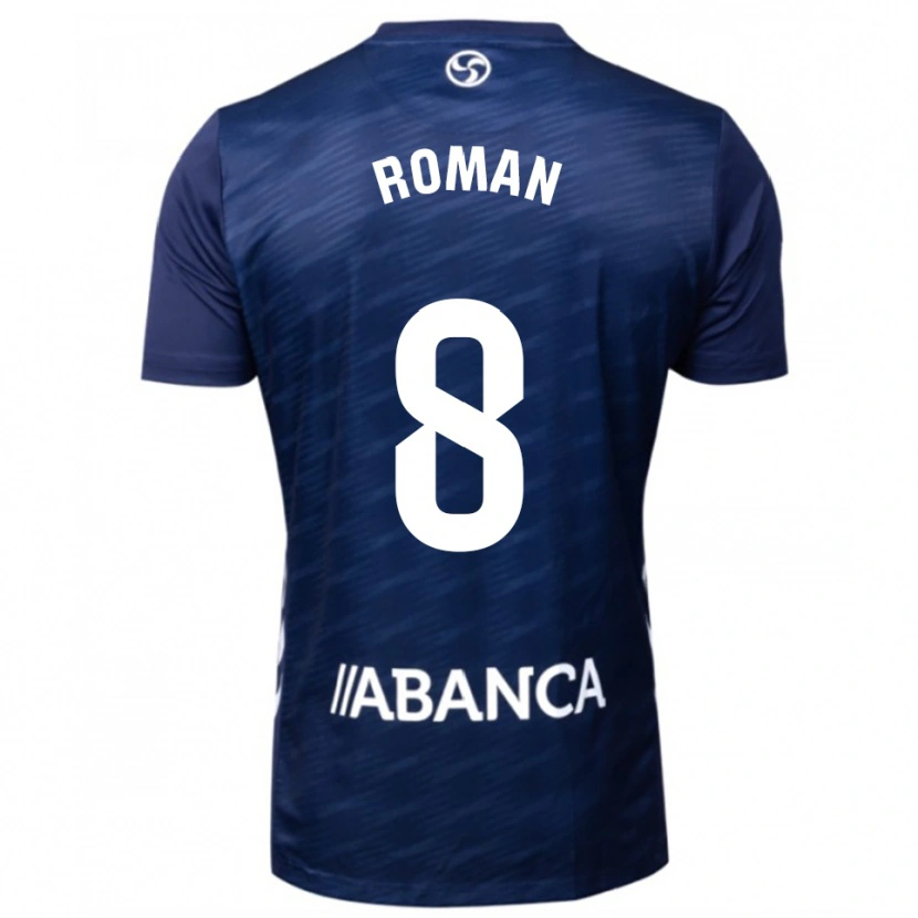 Danxen Hombre Camiseta Miguel Román #8 Azul Marino Blanco 2ª Equipación 2025/26 La Camisa