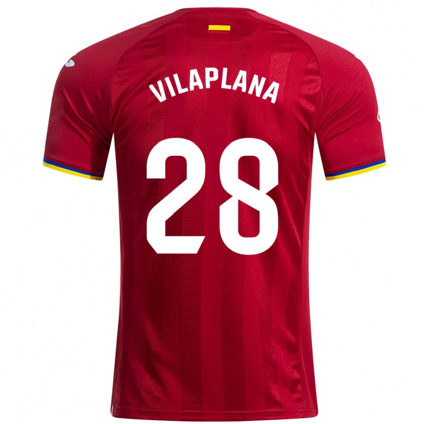 Danxen Hombre Camiseta Marc Vilaplana #28 Rojo Amarillo Azul 2ª Equipación 2025/26 La Camisa
