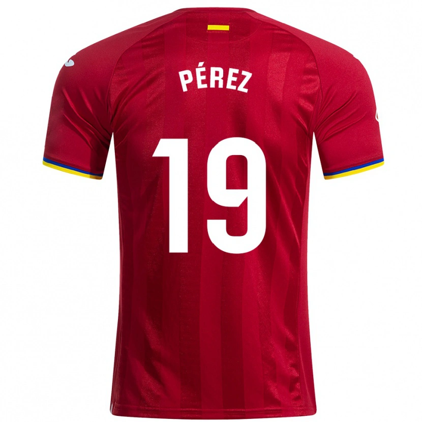 Danxen Hombre Camiseta Joselu Pérez #19 Rojo Amarillo Azul 2ª Equipación 2025/26 La Camisa