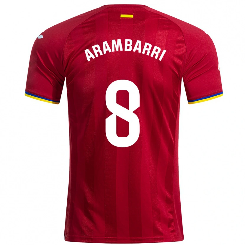 Danxen Hombre Camiseta Mauro Arambarri #8 Rojo Amarillo Azul 2ª Equipación 2025/26 La Camisa