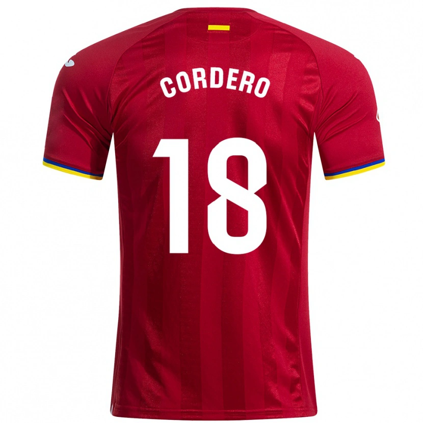 Danxen Hombre Camiseta Alberto Cordero #18 Rojo Amarillo Azul 2ª Equipación 2025/26 La Camisa