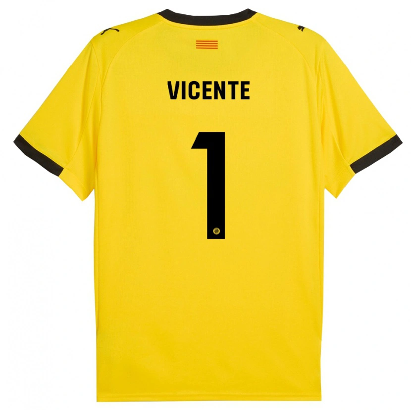 Danxen Hombre Camiseta Diego Vicente #1 Amarillo Negro 2ª Equipación 2025/26 La Camisa