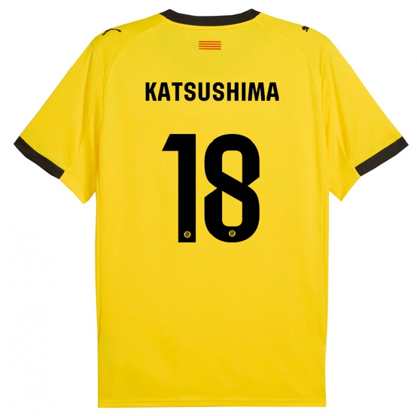 Danxen Hombre Camiseta Shinnosuke Katsushima #18 Amarillo Negro 2ª Equipación 2025/26 La Camisa