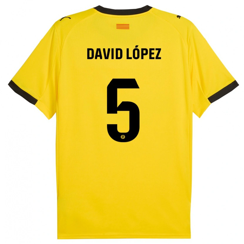 Danxen Hombre Camiseta David López #5 Amarillo Negro 2ª Equipación 2025/26 La Camisa
