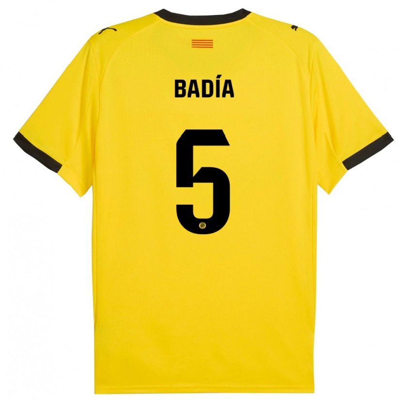 Danxen Hombre Camiseta Guillem Badia #5 Amarillo Negro 2ª Equipación 2025/26 La Camisa