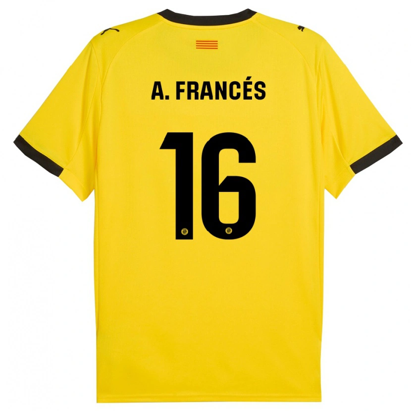 Danxen Hombre Camiseta Alejandro Francés #16 Amarillo Negro 2ª Equipación 2025/26 La Camisa