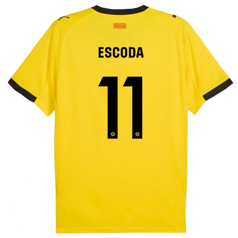 Danxen Hombre Camiseta David Escoda #11 Amarillo Negro 2ª Equipación 2025/26 La Camisa