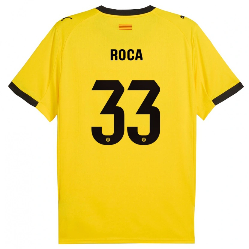 Danxen Hombre Camiseta Joel Roca #33 Amarillo Negro 2ª Equipación 2025/26 La Camisa
