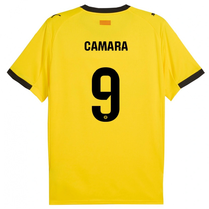 Danxen Hombre Camiseta Dawda Camara #9 Amarillo Negro 2ª Equipación 2025/26 La Camisa