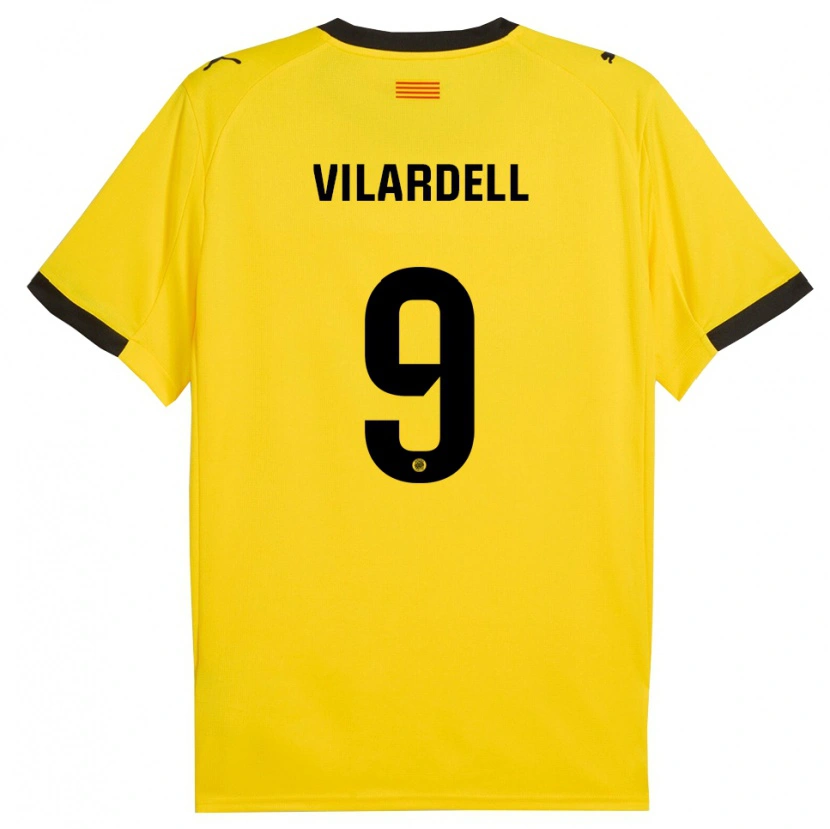 Danxen Hombre Camiseta Júlia Vilardell #9 Amarillo Negro 2ª Equipación 2025/26 La Camisa