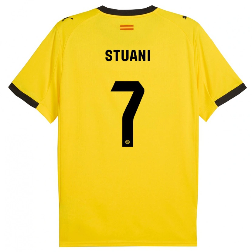 Danxen Hombre Camiseta Cristhian Stuani #7 Amarillo Negro 2ª Equipación 2025/26 La Camisa