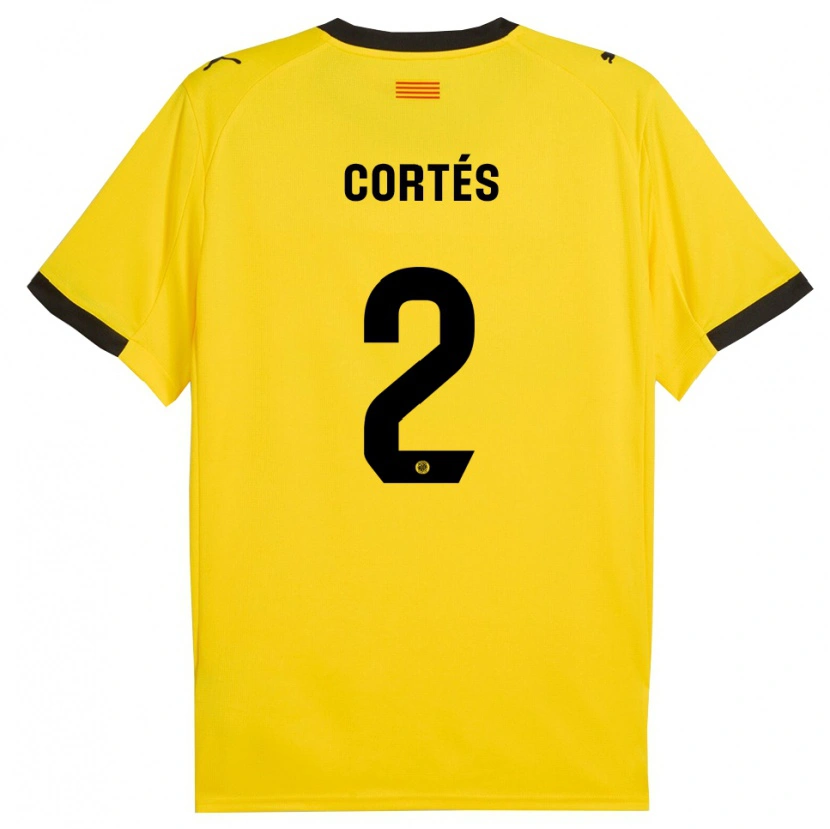 Danxen Hombre Camiseta Sergio Cortés #2 Amarillo Negro 2ª Equipación 2025/26 La Camisa