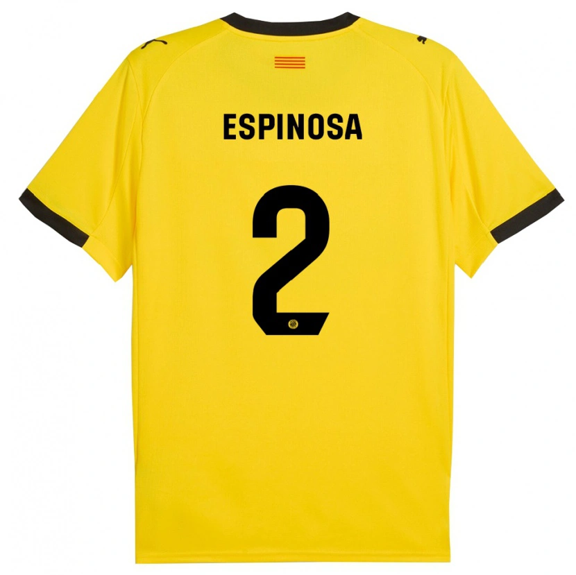 Danxen Hombre Camiseta Bernardo Espinosa #2 Amarillo Negro 2ª Equipación 2025/26 La Camisa
