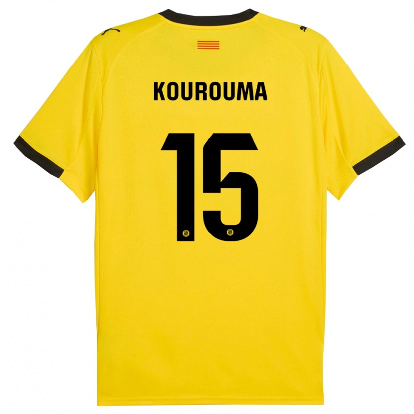 Danxen Hombre Camiseta Lass Kourouma #15 Amarillo Negro 2ª Equipación 2025/26 La Camisa