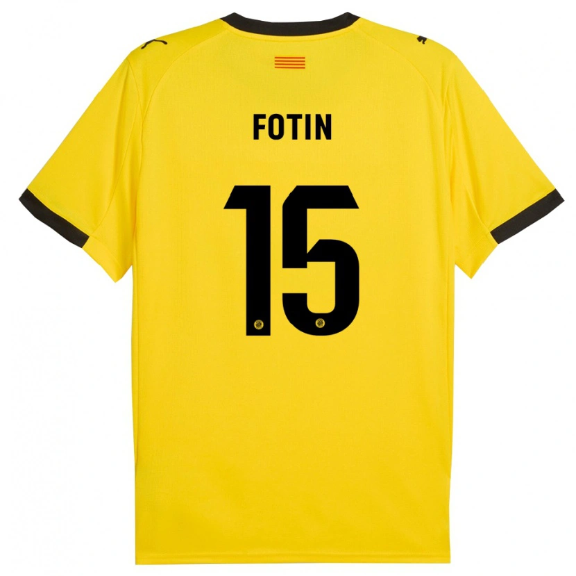 Danxen Hombre Camiseta Rareș Fotin #15 Amarillo Negro 2ª Equipación 2025/26 La Camisa