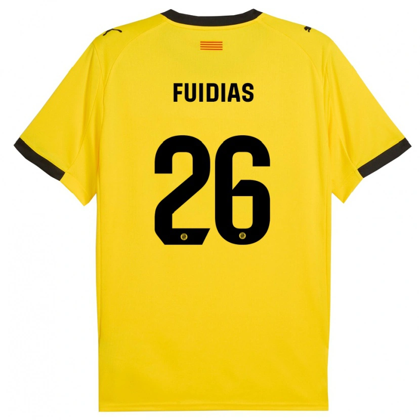 Danxen Hombre Camiseta Toni Fuidias #26 Amarillo Negro 2ª Equipación 2025/26 La Camisa