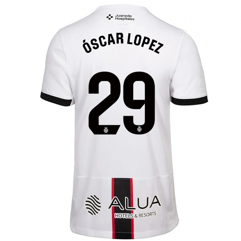 Danxen Hombre Camiseta Óscar López #29 Blanco Negro 2ª Equipación 2025/26 La Camisa
