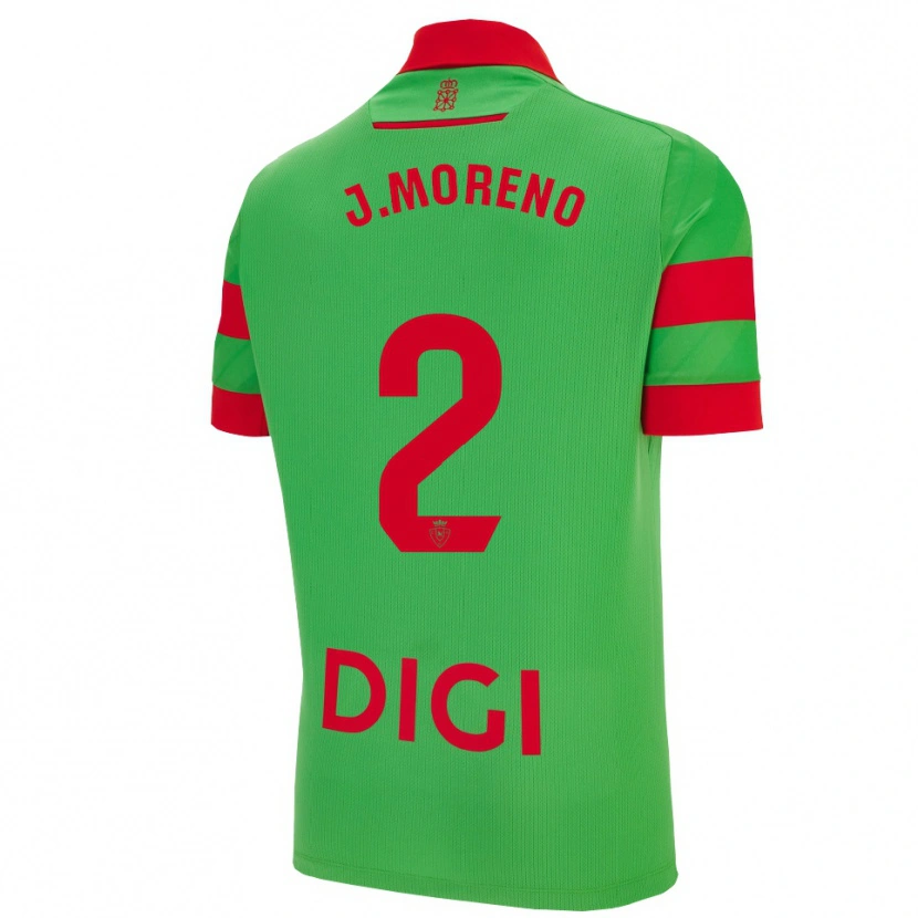 Danxen Hombre Camiseta Jorge Moreno #2 Verde Rojo 2ª Equipación 2025/26 La Camisa