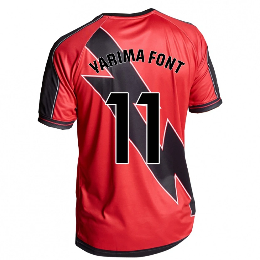 Danxen Hombre Camiseta Yarima Font Barrasa #11 Rojo Negro 2ª Equipación 2025/26 La Camisa