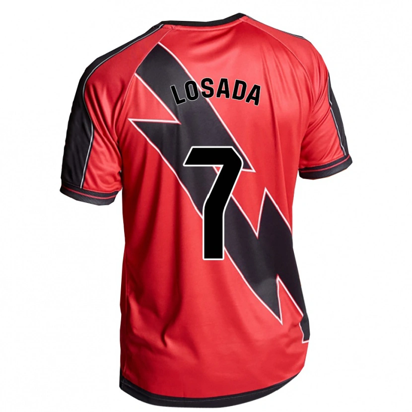 Danxen Hombre Camiseta Juan Losada #7 Rojo Negro 2ª Equipación 2025/26 La Camisa