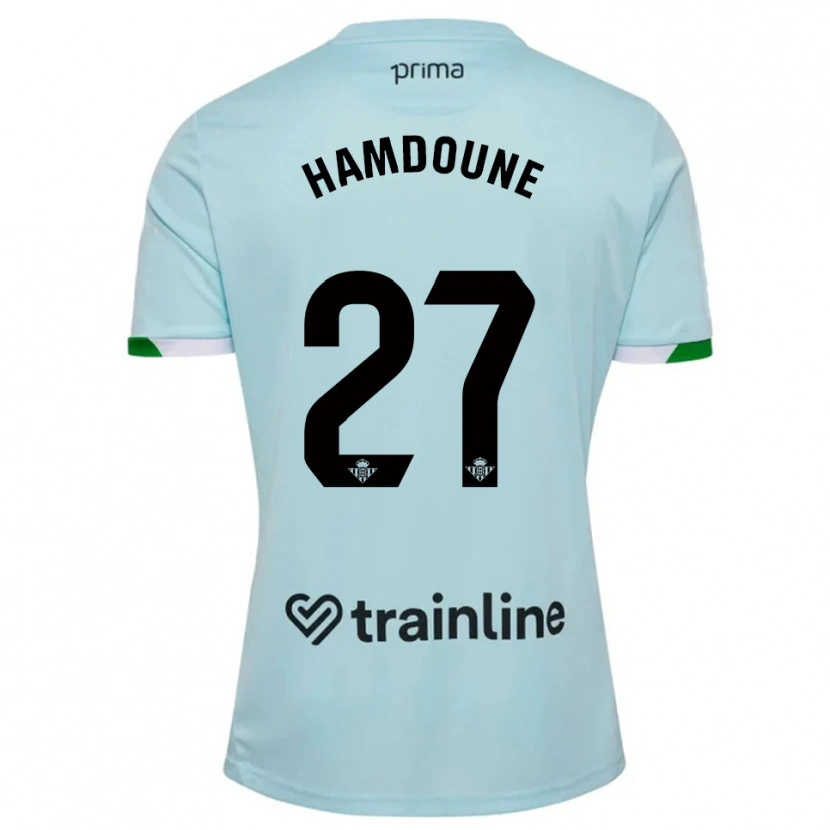 Danxen Hombre Camiseta Mohamed Hamdoune #27 Celeste Verde 2ª Equipación 2025/26 La Camisa