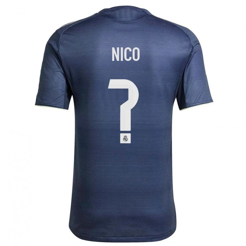 Danxen Hombre Camiseta Nico Sánchez #0 Azul Marino Plata 2ª Equipación 2025/26 La Camisa