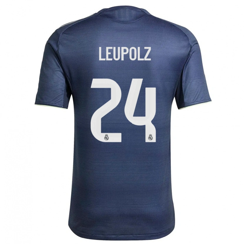 Danxen Hombre Camiseta Melanie Leupolz #24 Azul Marino Plata 2ª Equipación 2025/26 La Camisa
