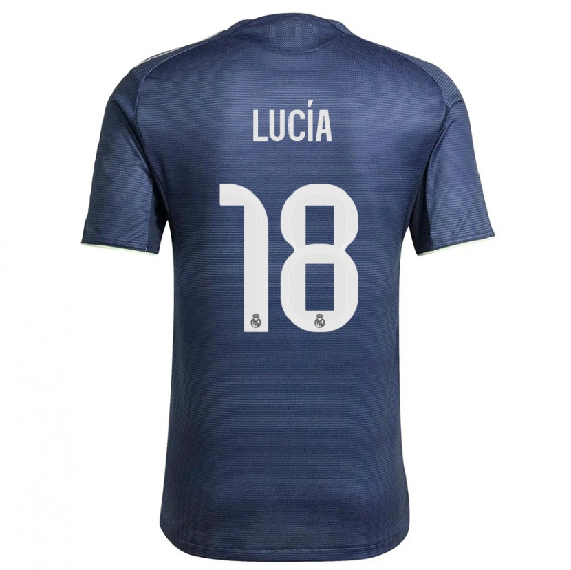 Danxen Hombre Camiseta Lucia Rodriguez #18 Azul Marino Plata 2ª Equipación 2025/26 La Camisa