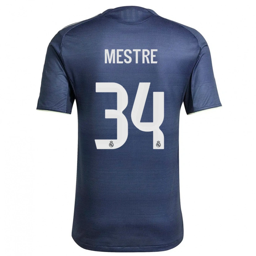 Danxen Hombre Camiseta Sergio Mestre #34 Azul Marino Plata 2ª Equipación 2025/26 La Camisa