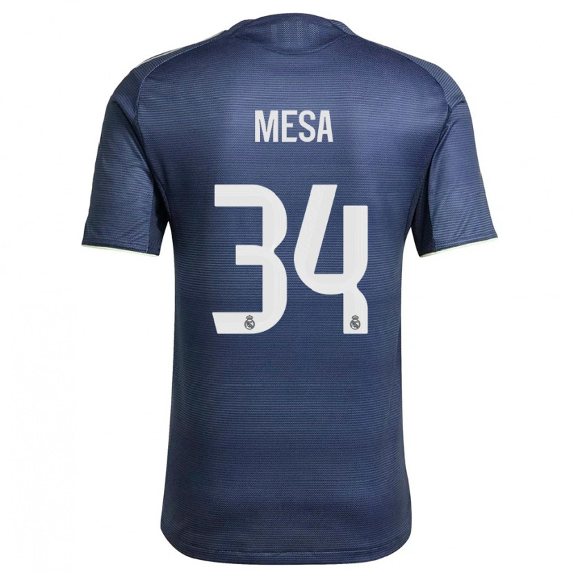 Danxen Hombre Camiseta Óscar Mesa #34 Azul Marino Plata 2ª Equipación 2025/26 La Camisa