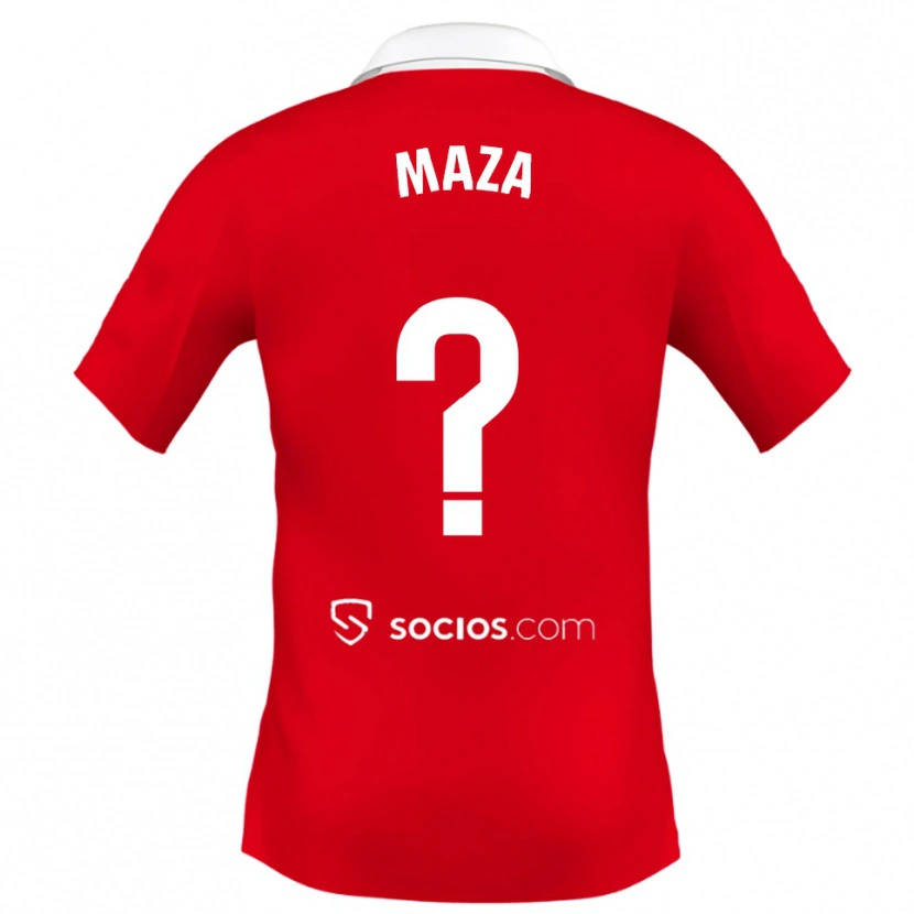 Danxen Hombre Camiseta Manuel Maza #0 Rojo Blanco Gris 2ª Equipación 2025/26 La Camisa