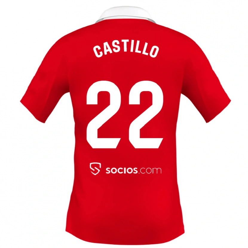 Danxen Hombre Camiseta José Castillo #22 Rojo Blanco Gris 2ª Equipación 2025/26 La Camisa