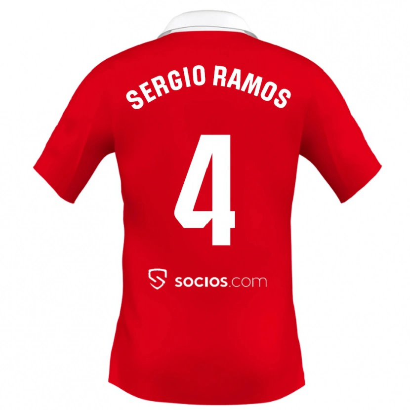 Danxen Hombre Camiseta Sergio Ramos #4 Rojo Blanco Gris 2ª Equipación 2025/26 La Camisa