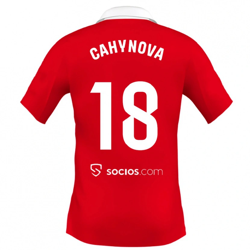 Danxen Hombre Camiseta Klara Cahynova #18 Rojo Blanco Gris 2ª Equipación 2025/26 La Camisa