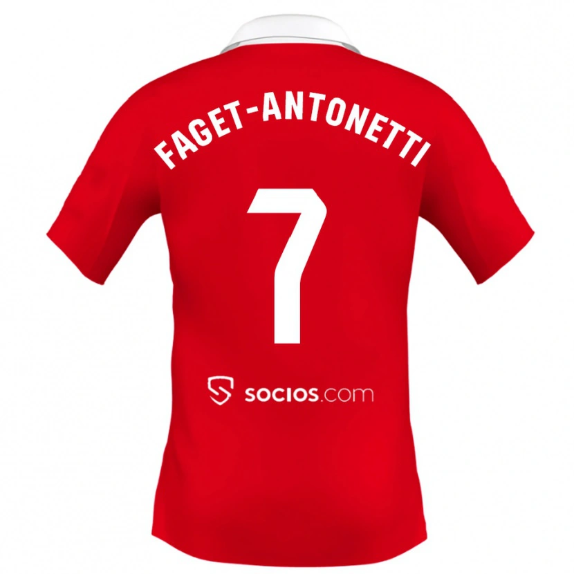 Danxen Hombre Camiseta Roméo Faget-Antonetti #7 Rojo Blanco Gris 2ª Equipación 2025/26 La Camisa