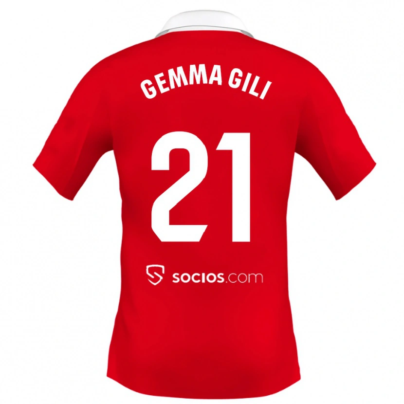 Danxen Hombre Camiseta Gemma Gili Giner #21 Rojo Blanco Gris 2ª Equipación 2025/26 La Camisa