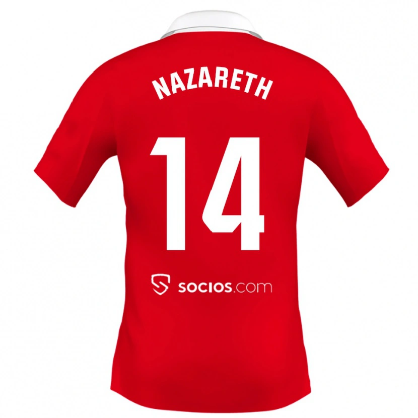 Danxen Hombre Camiseta Nazareth Martín #14 Rojo Blanco Gris 2ª Equipación 2025/26 La Camisa