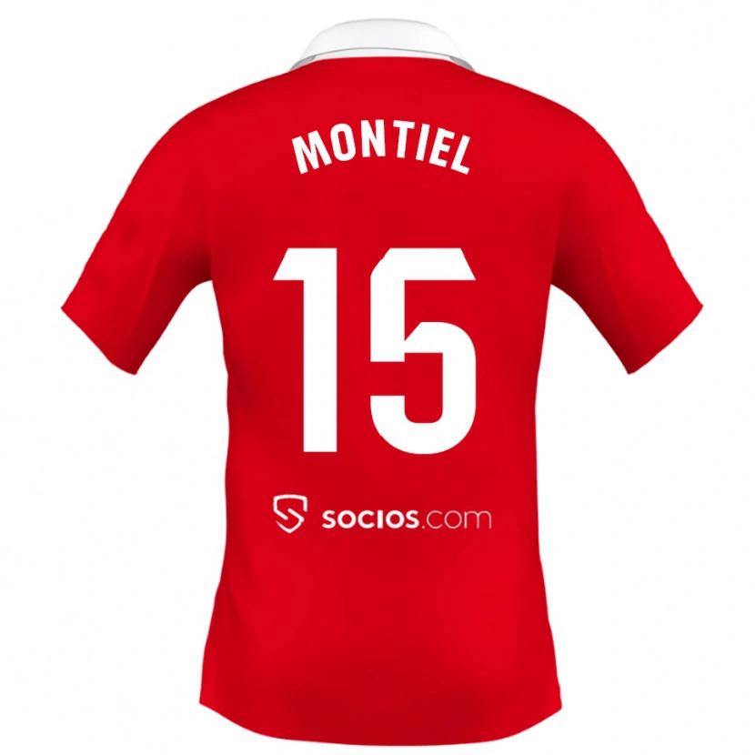 Danxen Hombre Camiseta Gonzalo Montiel #15 Rojo Blanco Gris 2ª Equipación 2025/26 La Camisa