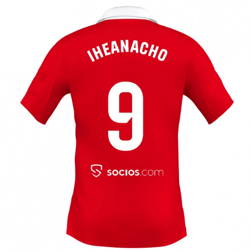 Danxen Hombre Camiseta Kelechi Iheanacho #9 Rojo Blanco Gris 2ª Equipación 2025/26 La Camisa