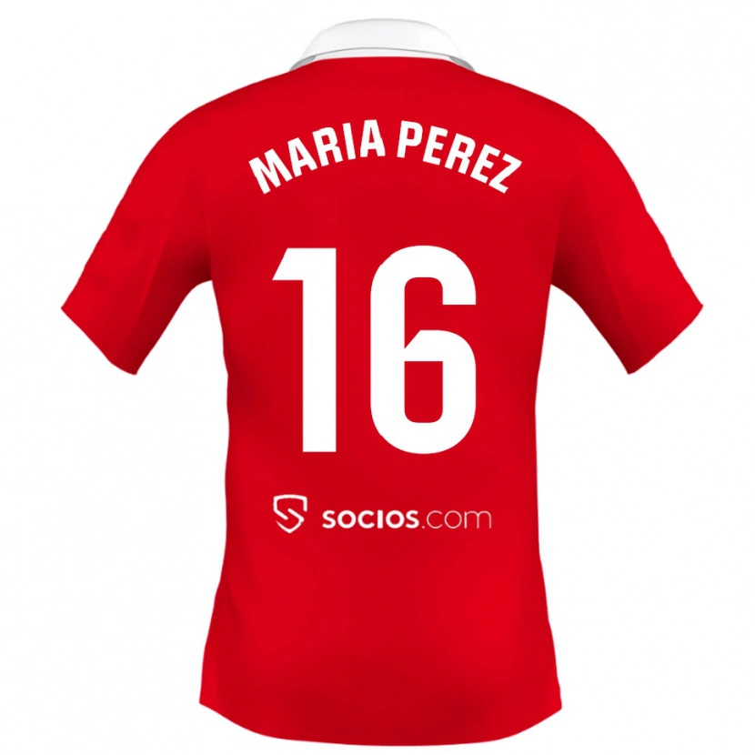 Danxen Hombre Camiseta María Pérez Rabaza #16 Rojo Blanco Gris 2ª Equipación 2025/26 La Camisa