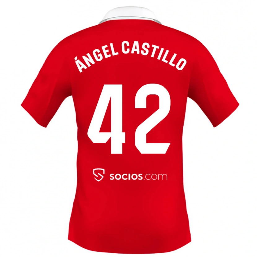 Danxen Hombre Camiseta Manuel Ángel Castillo #42 Rojo Blanco Gris 2ª Equipación 2025/26 La Camisa