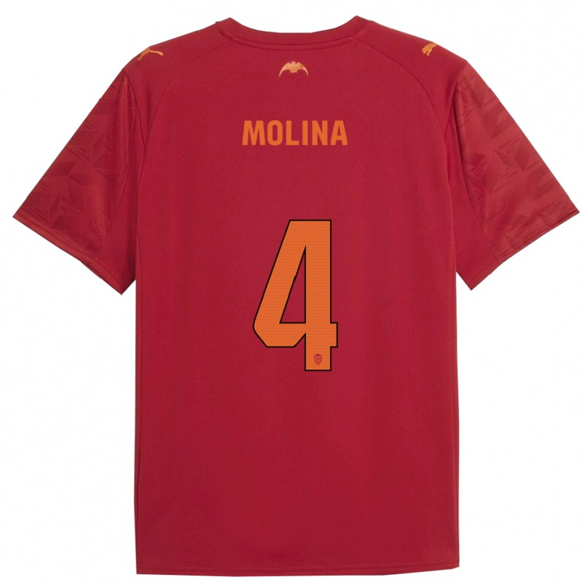 Danxen Hombre Camiseta María Molina #4 Rojo Naranja 2ª Equipación 2025/26 La Camisa