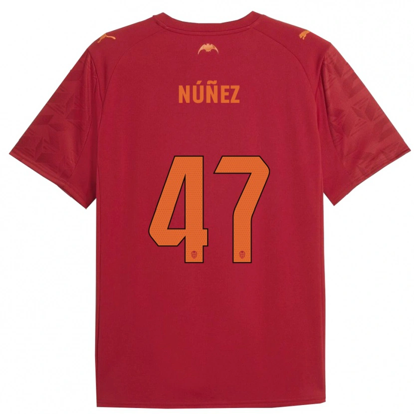 Danxen Hombre Camiseta Lucas Núñez #47 Rojo Naranja 2ª Equipación 2025/26 La Camisa