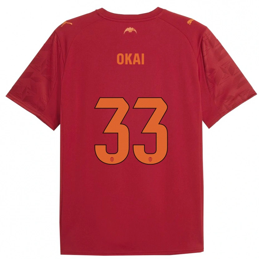 Danxen Hombre Camiseta Leslie Okai #33 Rojo Naranja 2ª Equipación 2025/26 La Camisa