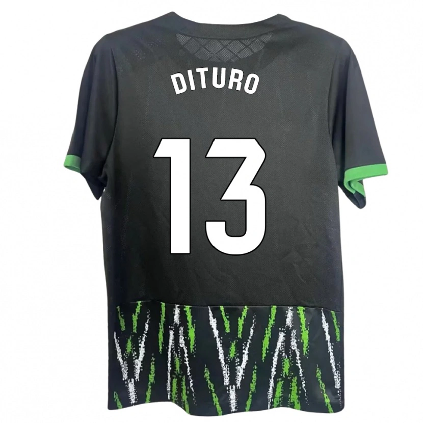 Danxen Hombre Camiseta Matías Dituro #13 Negro Verde 2ª Equipación 2025/26 La Camisa