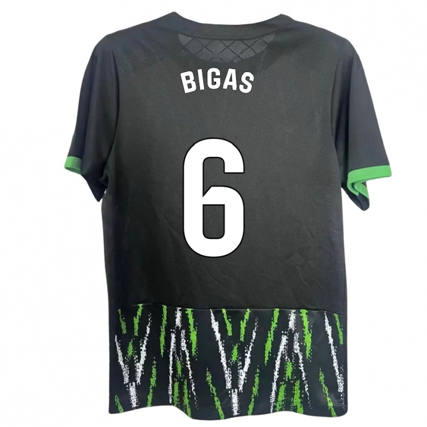 Danxen Hombre Camiseta Pedro Bigas #6 Negro Verde 2ª Equipación 2025/26 La Camisa
